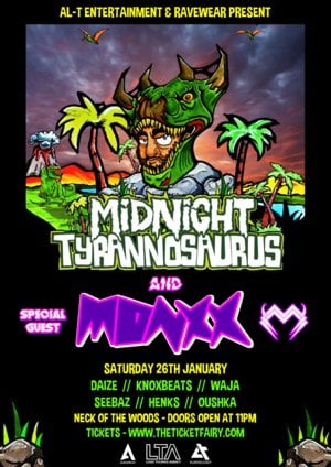 AL-T & Ravewear Pres. Midnight Tyrannosaurus w Monxx